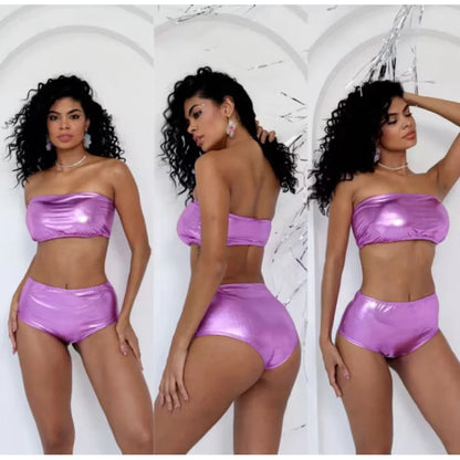 Hot Pants Conjunto Dança Festa Metalizado Carnaval Verão 2026