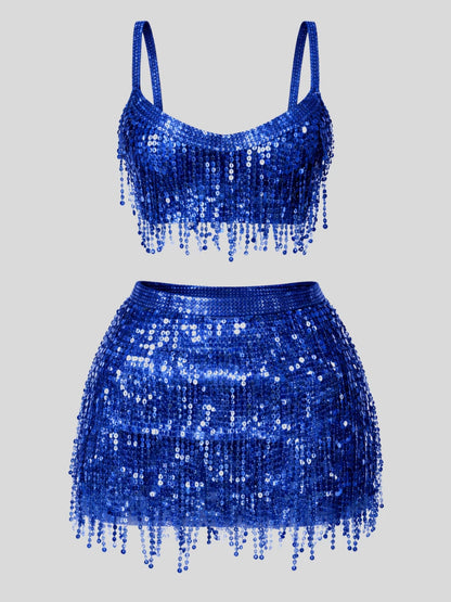 Conjunto Feminino Carnaval com Franjas e Paetês Brilho Intenso Bloquinho