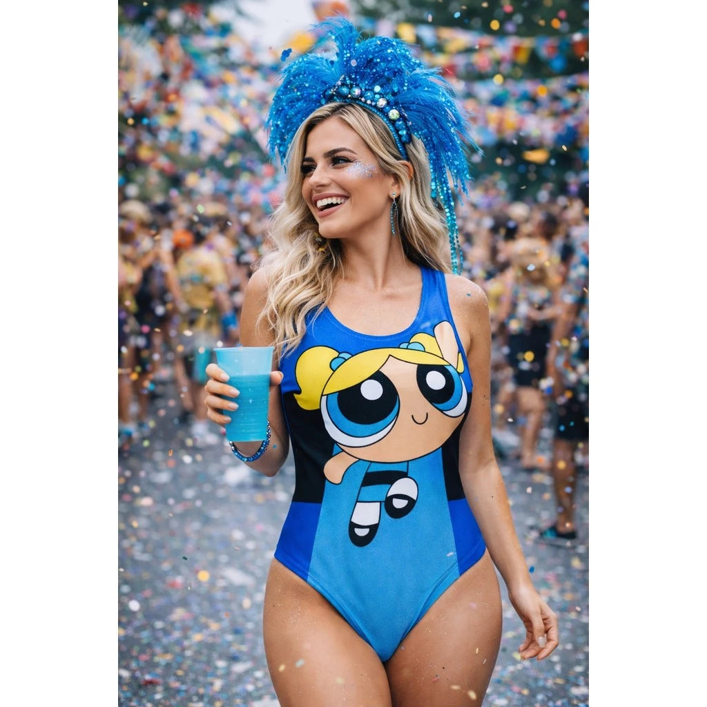 Kit 3 Body Fantasia Carnaval Meninas Super Poderosas Feminino Adulto