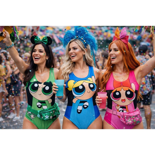 Kit 3 Body Fantasia Carnaval Meninas Super Poderosas Feminino Adulto